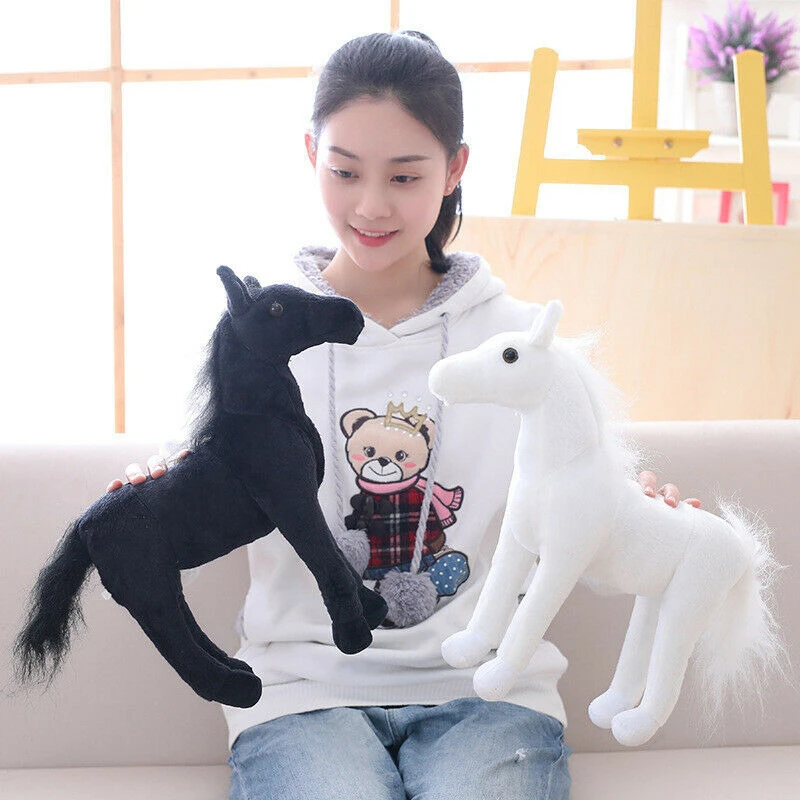 Black Horse Plush Toy Kids Soft Doll 