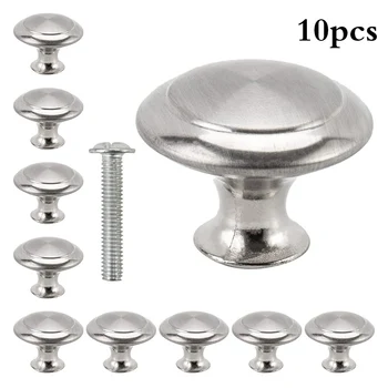 

10pcs Stainless Steel Brushed Drawer Knobs Round Mushroom Shape Pull Handle 30mm for Drawer Door Cupboard Wardrobe Drawer Handle