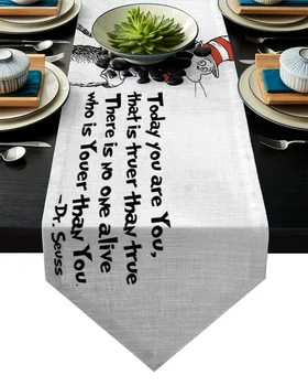 

Seuss Cat In The Hat Table Runner Table Flag Home Party Decorative Tablecloth Table Runners for Wedding