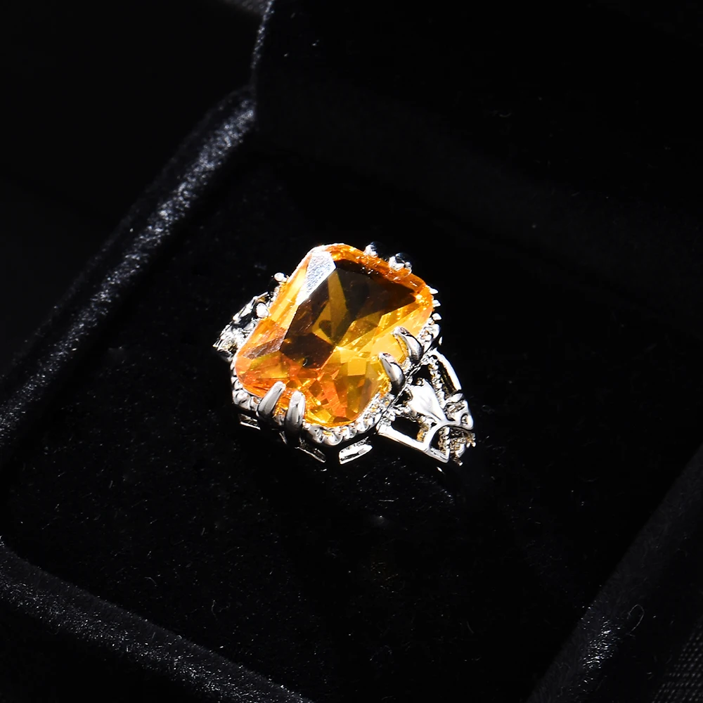 Высокое качество, винтажные женские желтые кольца с кристаллами, натуральные вечерние кольца на свадьбу, обручальные кольца, ювелирные изделия, размер 6-9