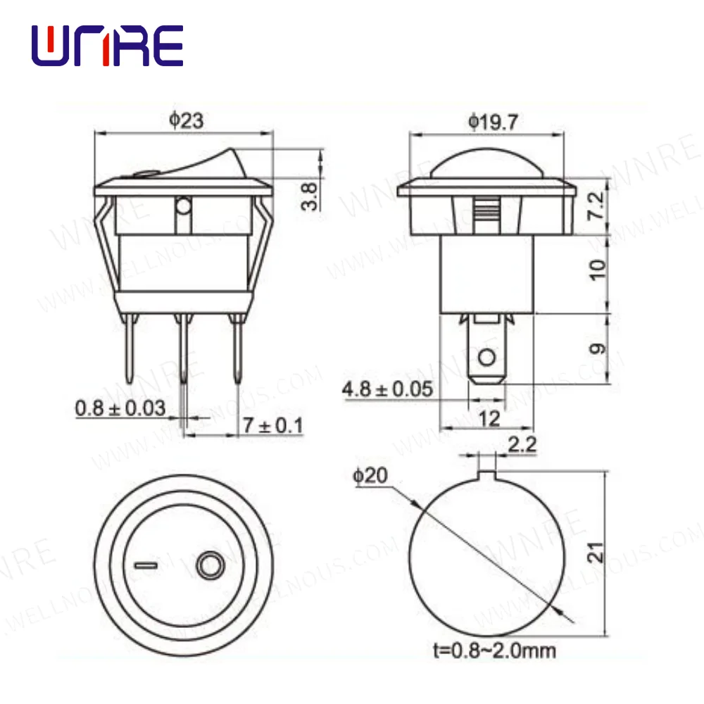 5Pcs ON/OFF 20A 12V DC Round Rocker Dot Cat-eye Switch LED Light Luminescence Mini Toggle Switches Waterproof Cap