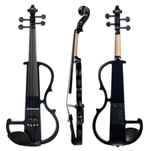 Electric Violin 4/4 Full Size Violin with Case Bow Earphone Rosin Set Black New