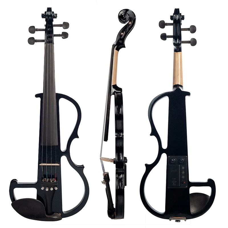 

Electric Violin 4/4 Full Size Violin with Case Bow Earphone Rosin Set Black New