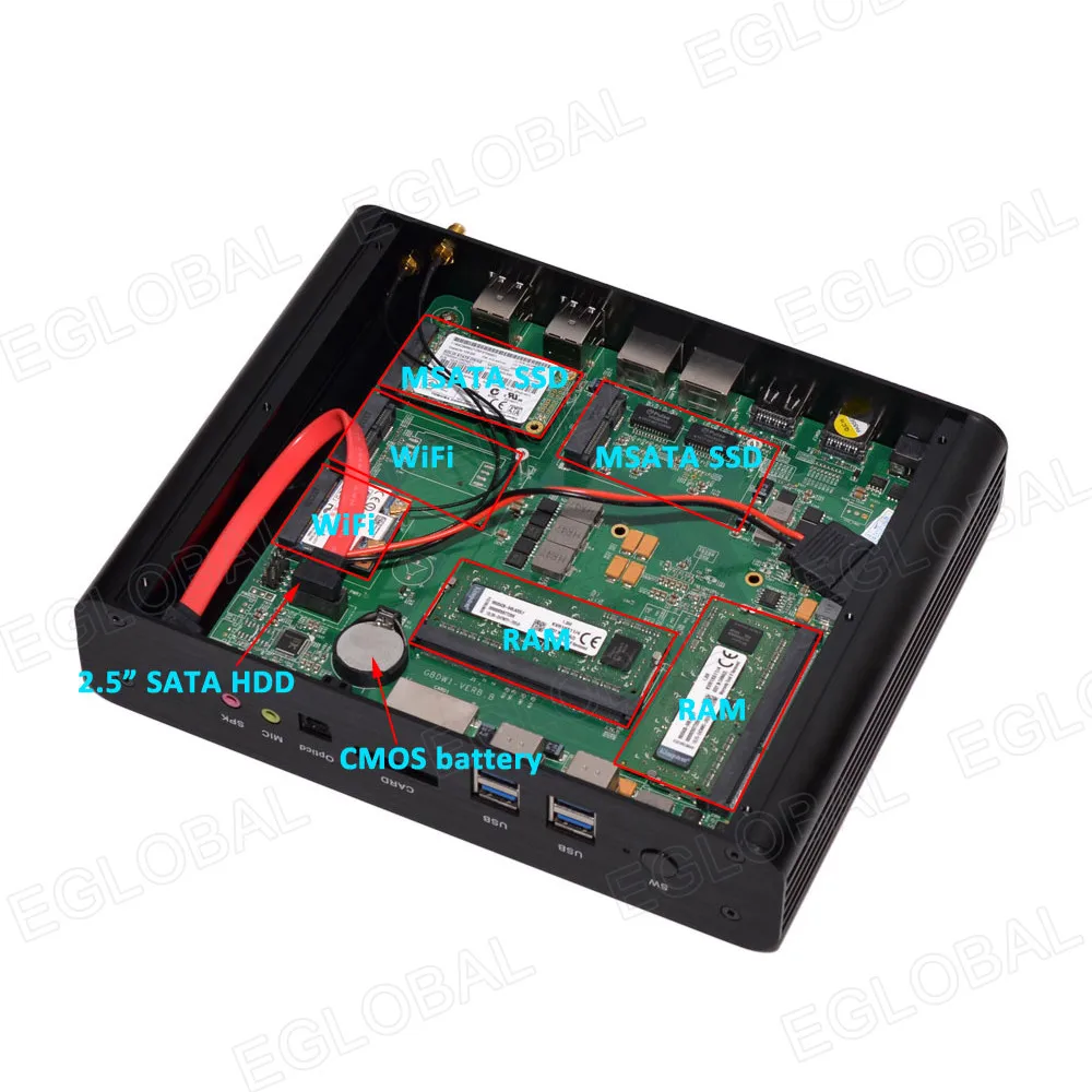 Fanless Mini pc i7 5500U i5 5200U i3 5005U Windows 10 Pro key 2*Lans 2*HDMI 1*Optical Barebone HTPC Nuc Broadwell Computer Wifi
