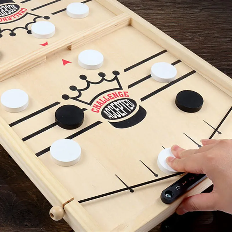 

Desktop Battle Board Game Fast Sling Puck Game Paced Wooden Table Hockey Winner Games Interactive Chess Toys For Adult Children
