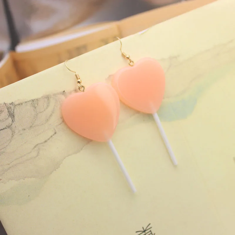 pink Блестящие сбоку дизайн модные брендовые ювелирные изделия Красочные акриловые конфеты леденец прекрасные серьги для женщин милые серьги - Окраска металла: pink