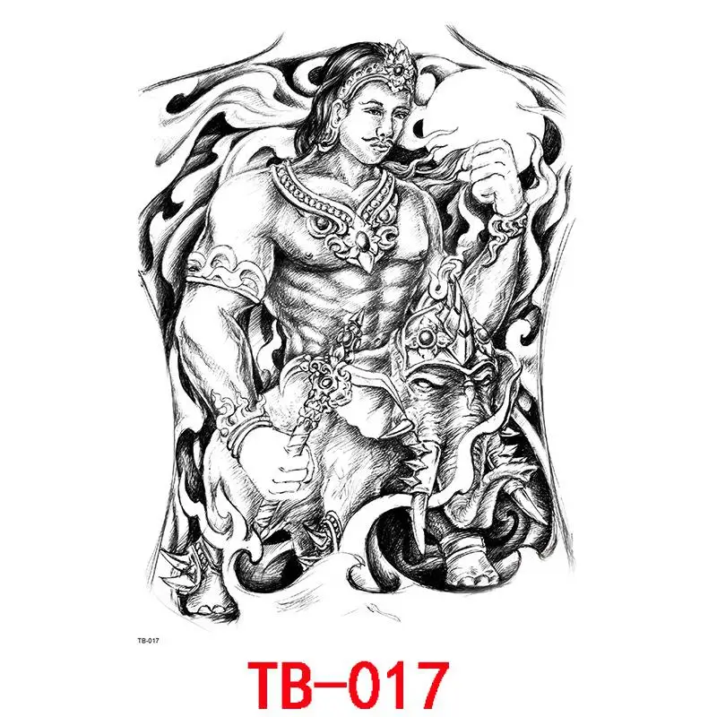 TB017 XY Fancy Cool Men Women Large Full Back Tattoo Stickers Waterproof Temporary Flash Tattoos - Цвет: TB017