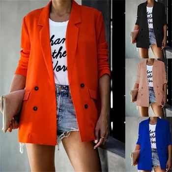 

SZMALL Newest 2020 Fashion Blazer Women Autumn Long Sleeve Pockets Casual Coat Female Slim Tops Clothing