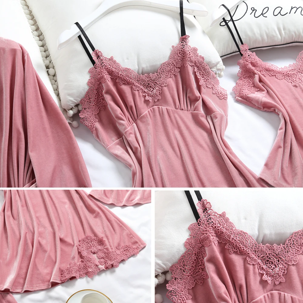 Пижама женская зимняя пижама велюровая 4 шт. бархатные пижамы с ремешком ночное