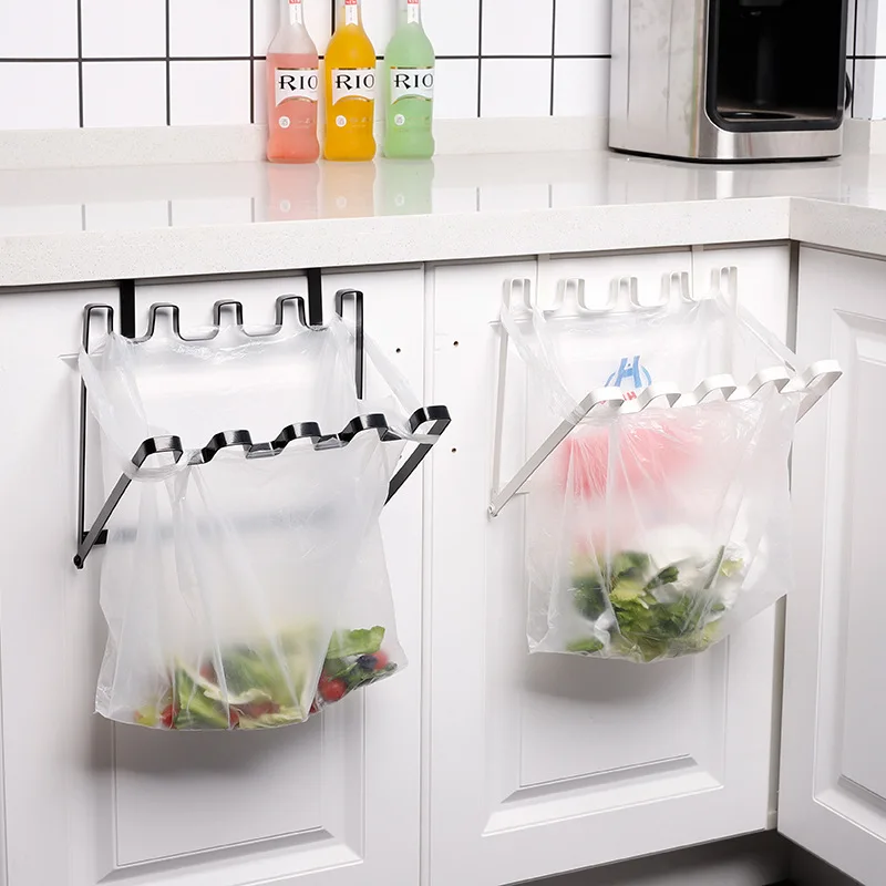 Foldable Iron Garbage Bag Hanging Rack Kitchen Rubbish Bag Holder