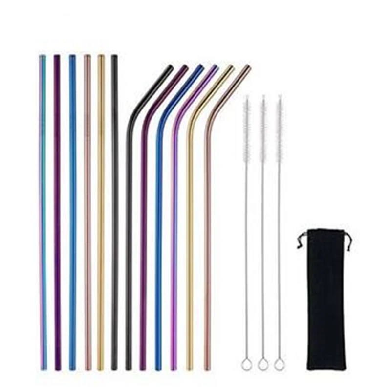 Многоразовая трубочка из нержавеющей стали раньше с отделкой для чистки сумки