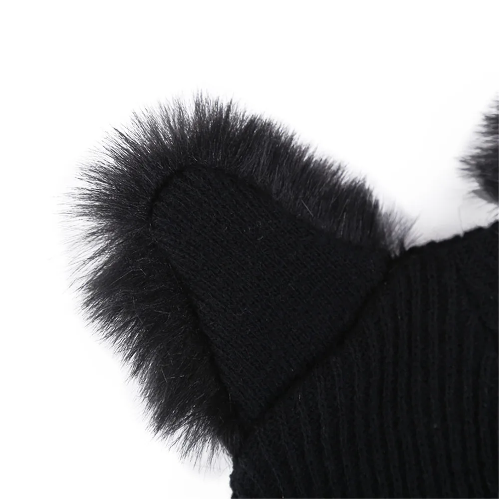 Милая шапка в форме кота для женщин, Шапка-бини, мешковатая теплая вязаная крючком зимняя шерсть, Вязаные Лыжные детская Шапка-бини, шлепки, шапки Czapka Zimowa