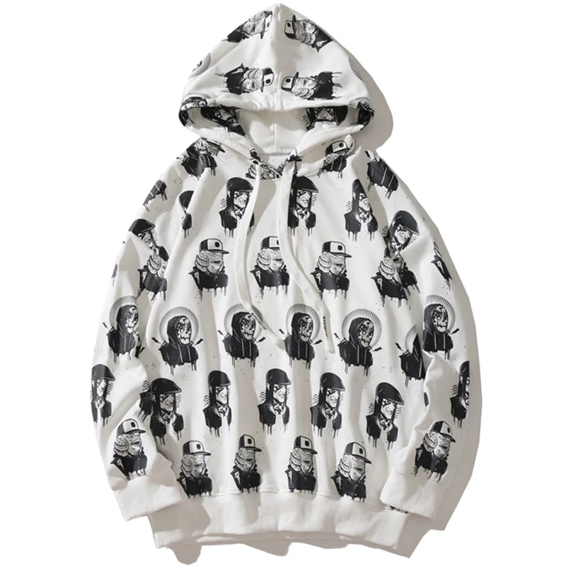 White Aolamegs толстовки для мужчин хип-хоп принт Мужской пуловер Harajuku Drawstring толстовка с капюшоном для влюбленных Повседневная универсальная уличная осенняя одежда - Цвет: White