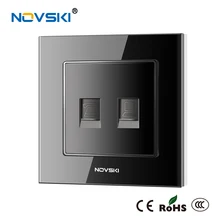 NOVSKI RJ45 Cat6 10 Гбит/с LAN компьютер RJ11 Телефон стены данных разъем Кристалл Закаленное стекло панель 86*86 мм