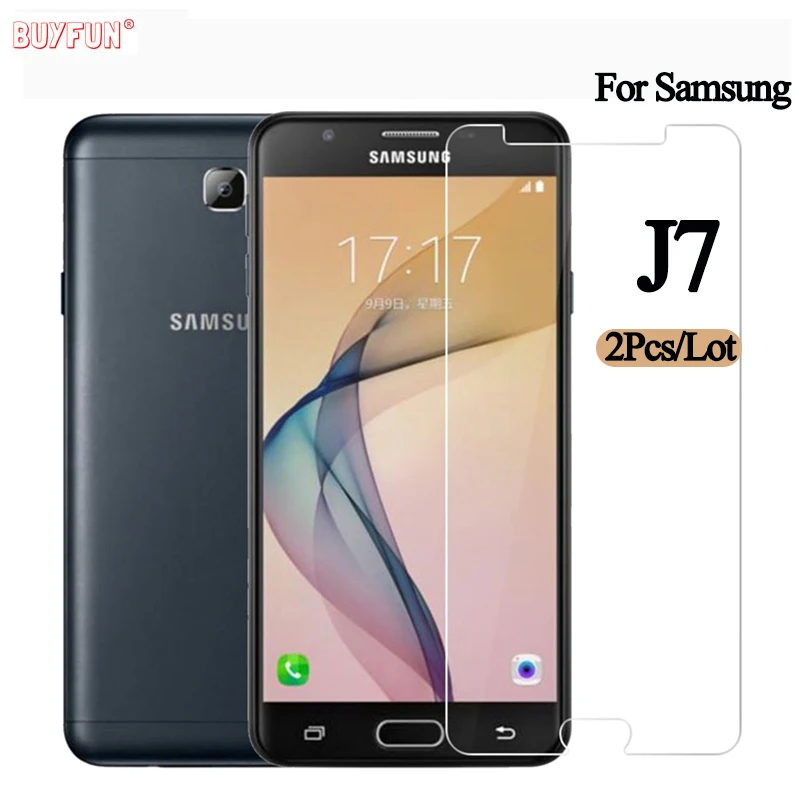 2 шт для закаленного стекла samsung Galaxy J7 защита экрана ультратонкая Защитная пленка