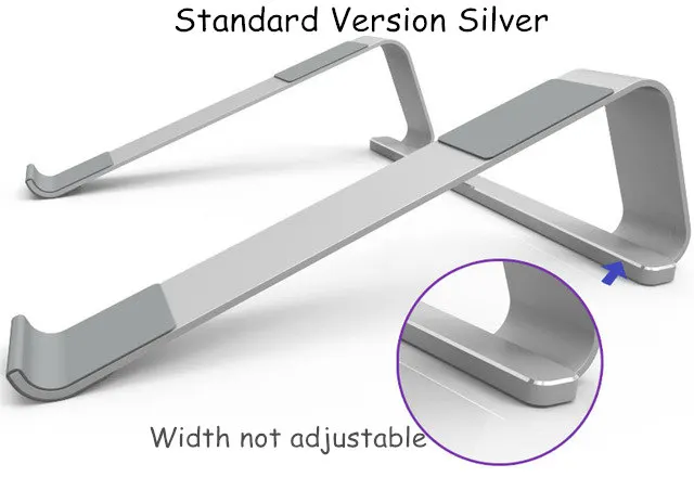 Standard Silver Регулируемая по ширине алюминиевая подставка для ноутбука Настольный стояк кронштейн для ноутбука охлаждающий держатель для MacBook Air Pro 11-17 ''для Dell lenovo - Цвет: Standard Silver