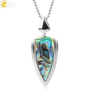 

CSJA New Zealand Colorful Natural Abalone Shell Pendants Necklaces Triangle Seashell for Female Beach Summer Charms Jewelry F483