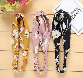 

200pcs Edition of Xiaoqing Fresh and Loose Cross Hair Band Face Washing and Cosmetic Bea Hair Band Broken Flower Fabric Hoop
