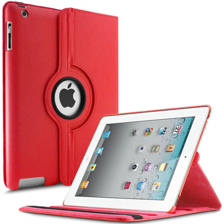 Вращающийся из искусственной кожи чехол для IPad A1395 A1396 A1416 A1430 A1458 A1460 смарт планшетный защитный чехол для IPad 2, 3, 4 Funda Capa - Цвет: Красный