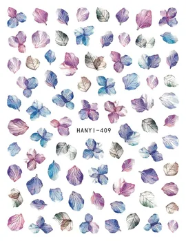 

Newest letter series Hanyi-409 FLOWER colorful designs 3d nail art sticker nail decal accessories