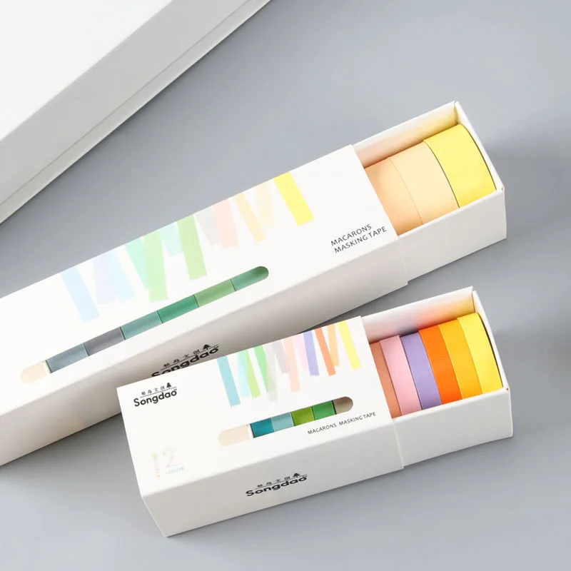 

Japanese Masking tape Macaron Candy color Series washi tape Set DIY handbook Scrapbook for Diary Sticker Decorative 12pcs sticky