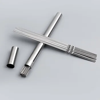 

Stainless steel barbecue mutton kebab flat stick BBQ grill tool accessories iron roasting meat needles storage tube set 50pcs