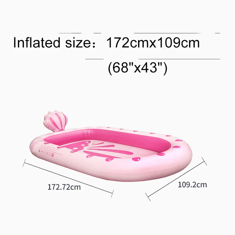 Summer Kids Inflatable Water Splash Play Pool Toys Bathing Playing Sprinkler Mat Yard Outdoor Fun Multicolour PVC Material