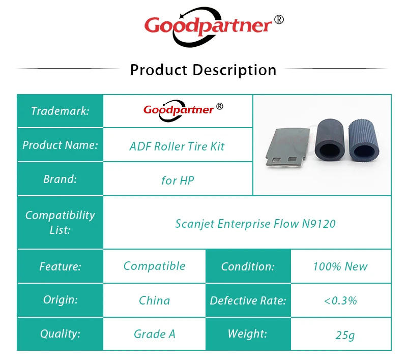 Kit de Substituição de Roda para hp Scanjet Enterprise Fluxo N9120 Fn2 5x L268560001 L2685a Adf - Imagem 4