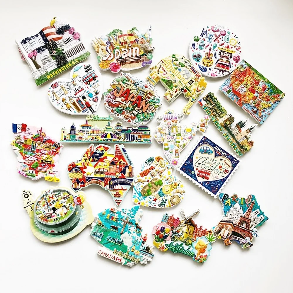 BABEMEMI USA Canada Japan Mexico Italy Australia Thailand London New York Fridge Magnets Souvenir Refrigerator Magnetic Sticker|Магниты на