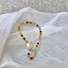 Дизайн браслета ручной летний красочный Радужный Сияющий браслет с тонкой барочной жемчужной застежкой чистый и свежий и ювелирные изделия