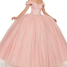 Сверкающие блестки Кристаллы Бисероплетение с плеча бальное платье на шнуровке сладкий 16 платья Бальные платья