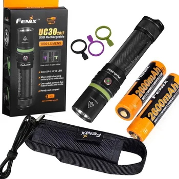 

FENIX UC30 2017 version USB Rechargeable 1000 Lumen Cree LED Flashlight with 2 x ARB-L18-2600 battery, holster