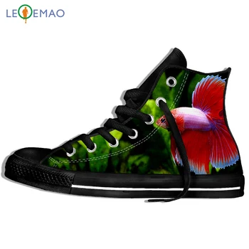 

Custom Logo Image Printing Sneakers Shoes Latest Men's's Blue Betta Fish Cool Printed Canvas Breathable Zapatos De Mujer Outdoor