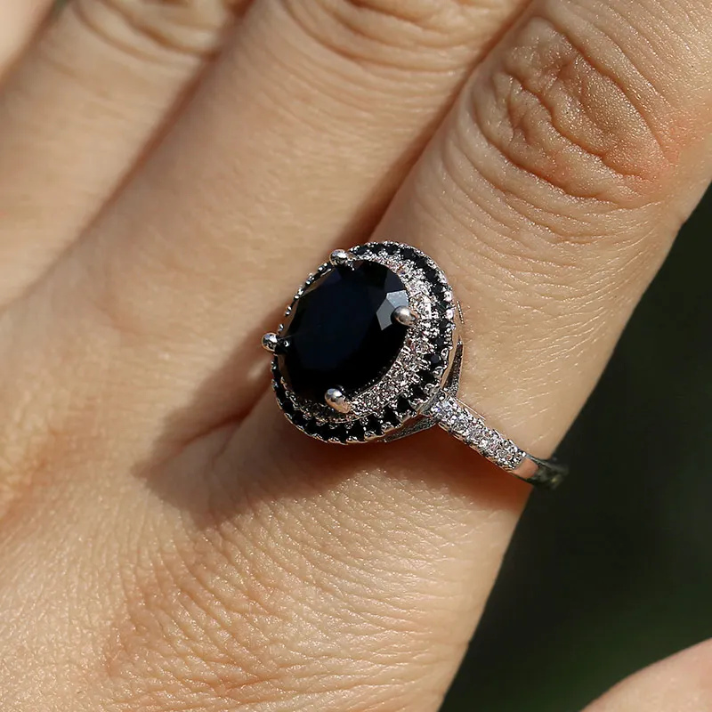 CAOSHI Cool Girl Black Main Stone Ring For Drinking Party Prong Setting Women's Jewelry Fashion Punk Style