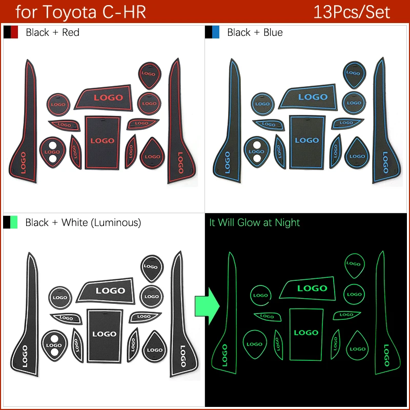 Салонные подложки для Toyota CHR CH-R анти-скольжения Мат затворный слот подставка анти-грязный коврик для украшения интерьера автомобиля гелевая накладка Резина