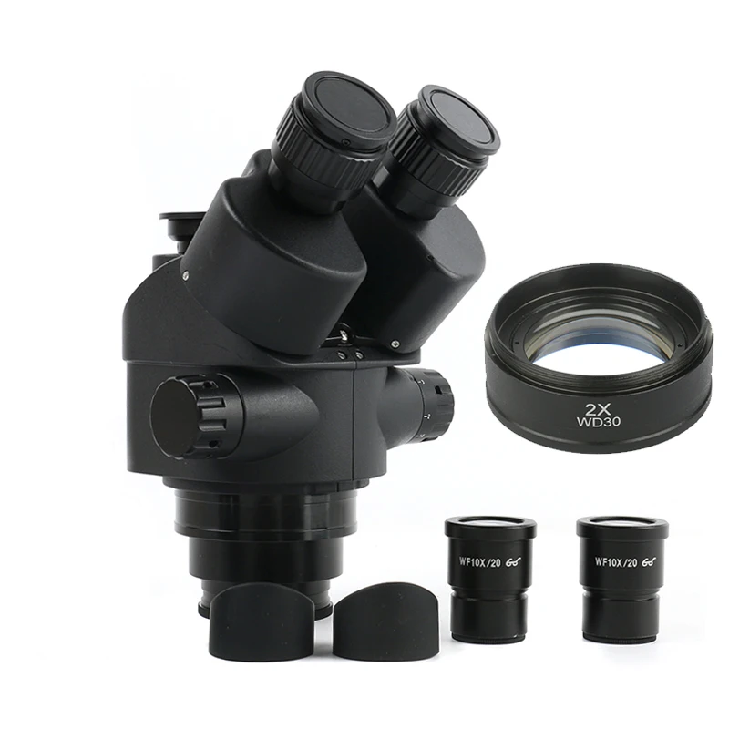 Черный 3.5X-90X 7X-45X Simul-Focal тринокулярный микроскоп 0.5x 2.0x Вспомогательный объектив+ зум стерео микроскоп головка - Цвет: 7x-90x Height 40mm