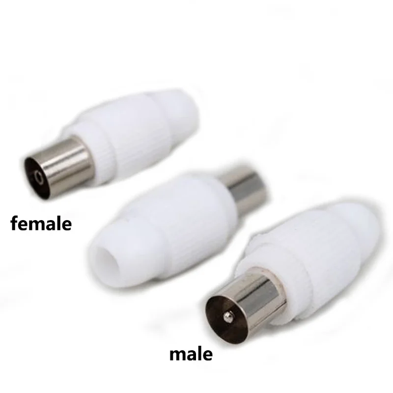 

5pcs 75-5 Free Welding RF Television Male Female Plug 9.5 TV RF Terminal Antenna Connector White colour