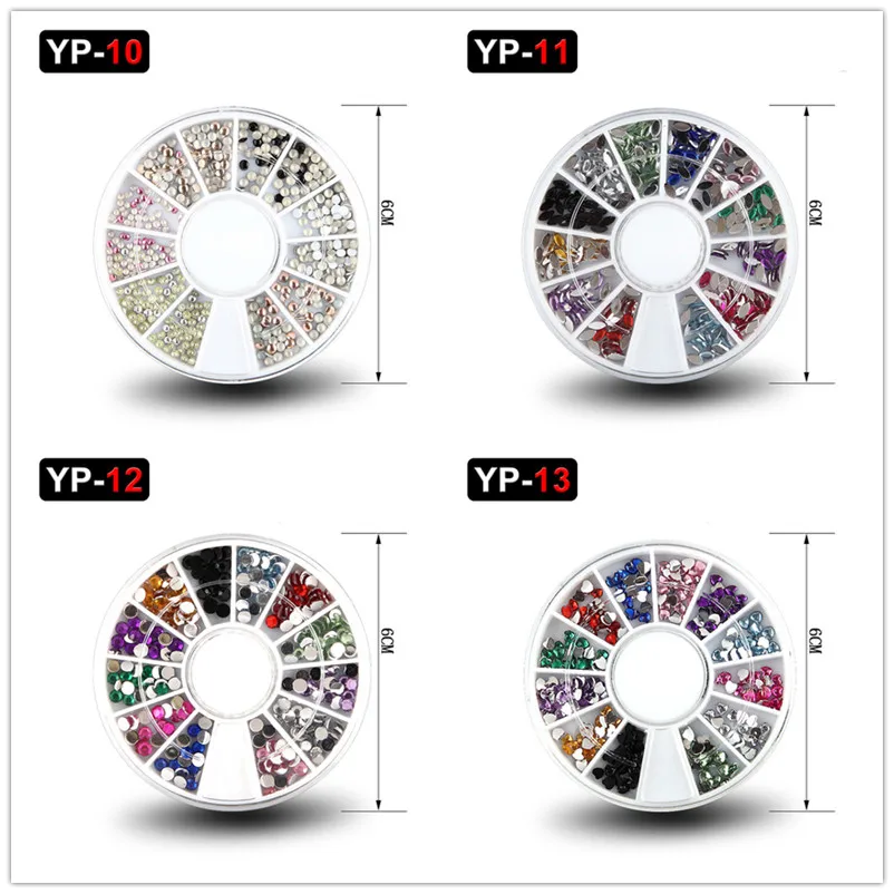 Suit 3-YP10-YP13 1 Набор для самостоятельного дизайна ногтей, круглые наконечники, Кристальные блестящие стразы, 3D украшение для дизайна ногтей, белый цвет AB, акриловые алмазные сверла - Цвет: Suit 3-YP10-YP13