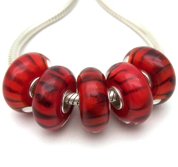 

JGWG2208 5X 100% Authenticity S925 Sterling Silver Beads Murano Glass beads Fit European Charms Bracelet diy jewelry Lampwork