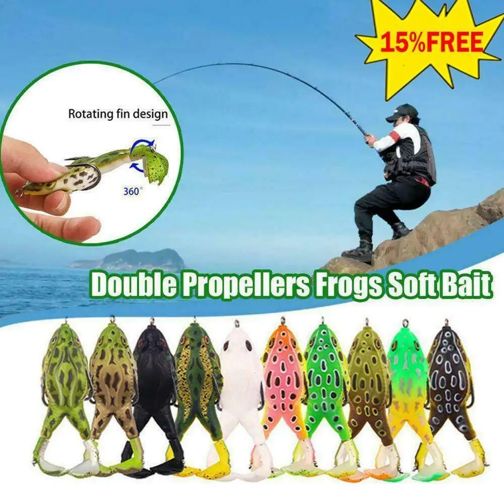

Double Propellers Frog Soft Bait Soft Silicone Fishing Lures Hot