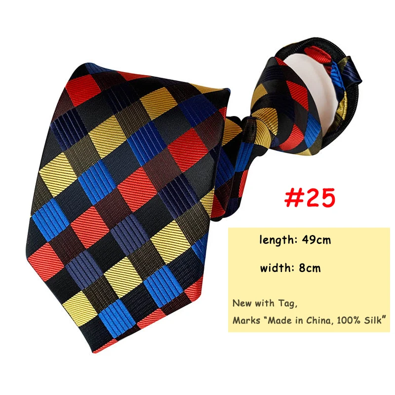 25 8CM Pre-tied Neck Ties For Men Adjustable Zipper Ties Striped Dots Paisley Men's Ties Bridegroom Party Dress Wedding Necktie - Цвет: 25