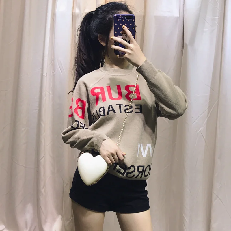 

High-end Custom 2019 Autumn New Letter Printed Pullover Sweater Knitwear Fashion Hot Women Pullovers Clothes Women Sweater