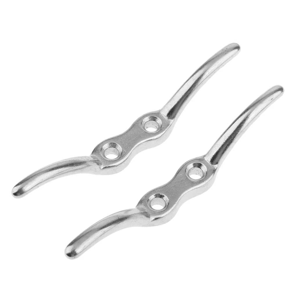 2Pcs Stainless Steel Rope Cleat Deck Mooring Marine Line Flag Anchor 112mm