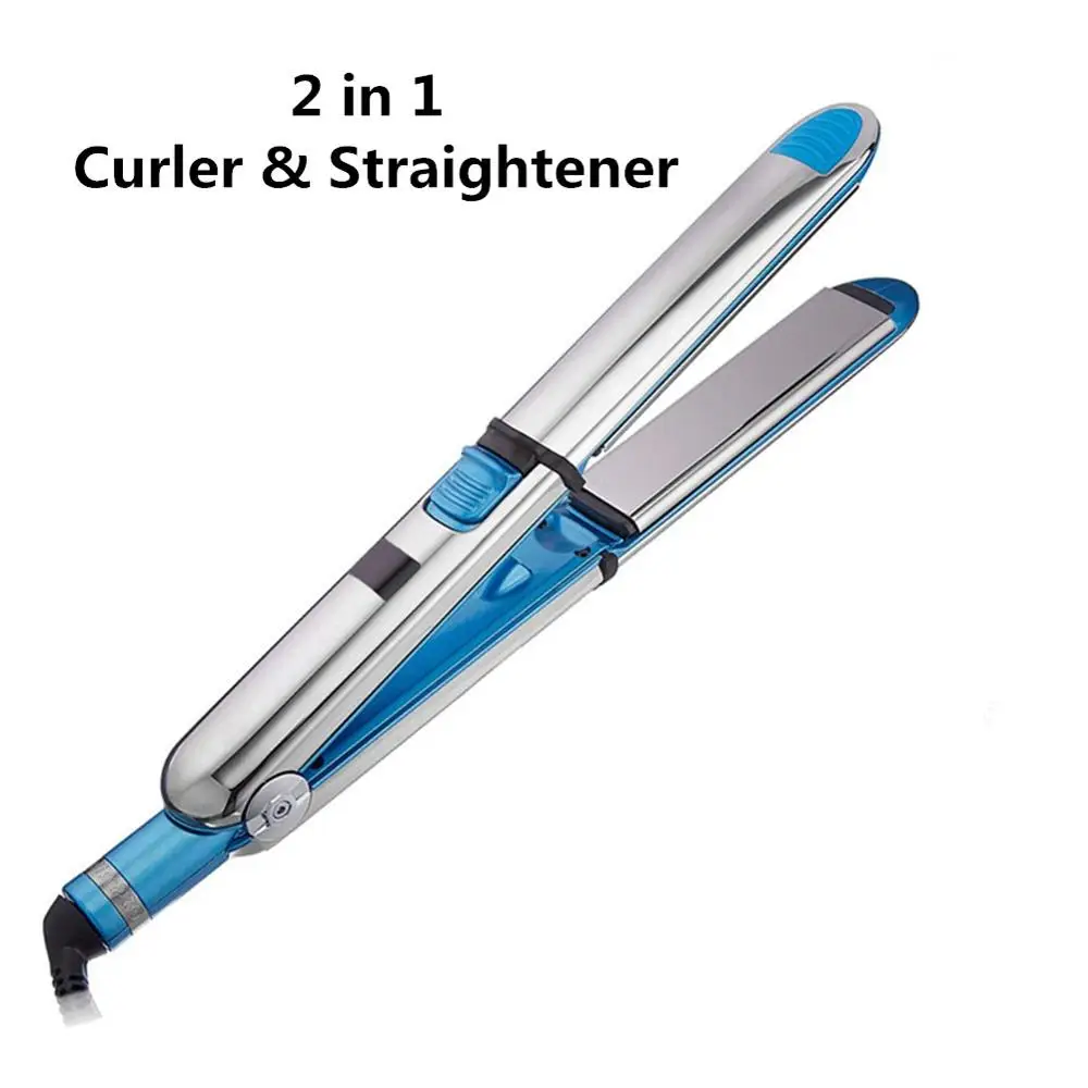 

2 in 1 Hair Straightener&Hair Curler Max 750°F LCD Digital Display Stainless Steel Titanium Hair Curling Iron Hair Flat Iron