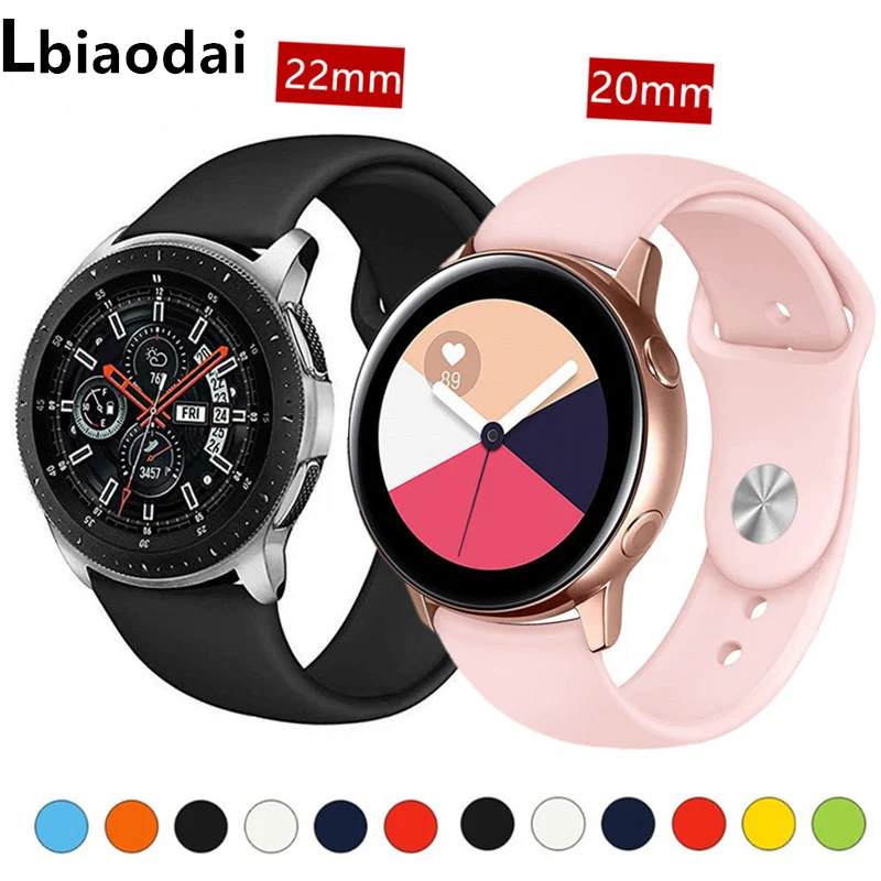

Silicone strap For Samsung Galaxy watch 46mm/42mm/Active band Gear S3/S2/Sport 20mm/22mm bracelet Huawei wtach GT S 3 2 42 46 mm