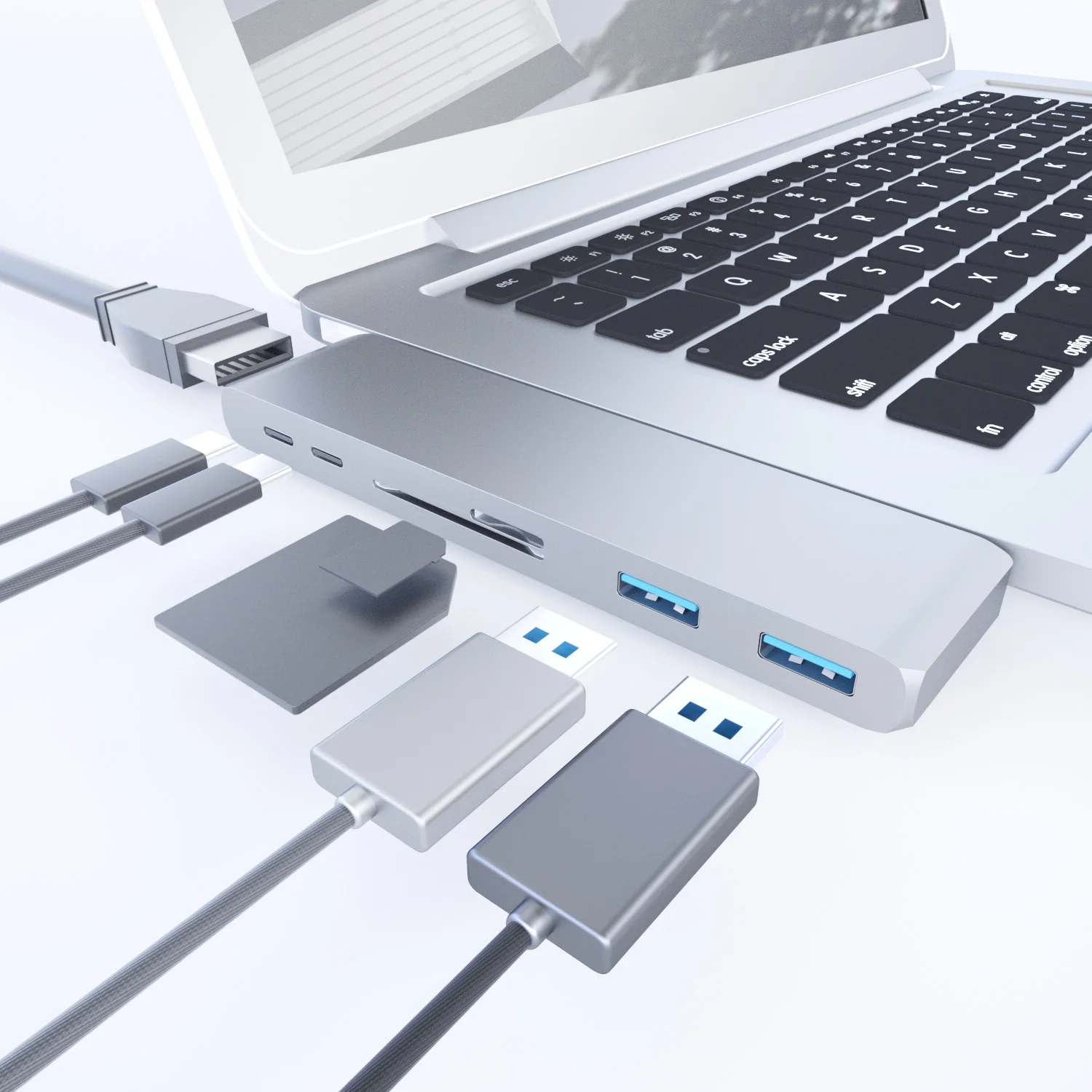 7 в 1 USB концентраторы Dual type-C usb порты 4K HDTV выход Dual USB 3,0 порты TF/безопасный цифровой слот для карт памяти для MacBook