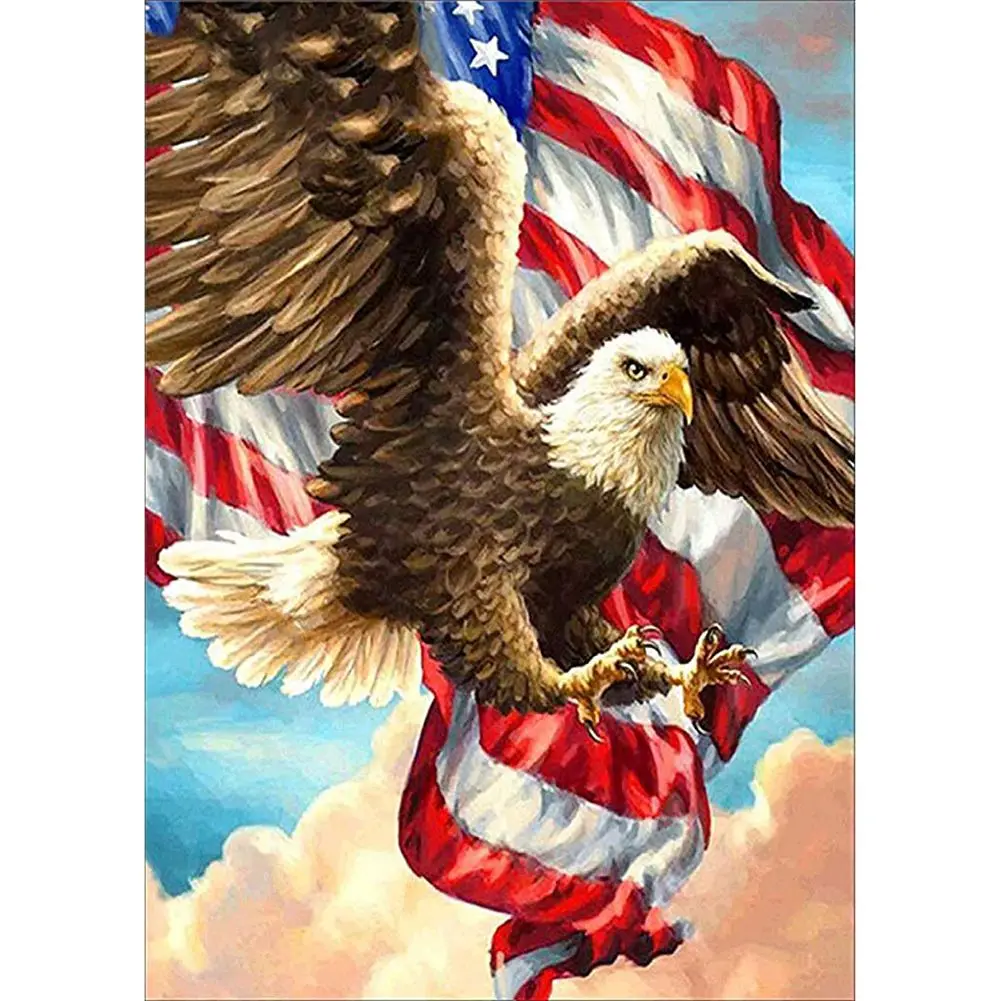 Fly Flag 30x40cm Алмазная вышивка, круглые стразы, американский Орел, летающий флаг, мозаика, домашний декор, круглая дрель - Цвет: Fly Flag 30x40cm