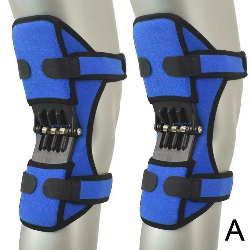 1 пара Электрический подъемник, поддерживающие накладки для колен колодки отскок Весна сила 2-го поколения Спорт Бег Велосипедный спорт наколенник - Цвет: Синий