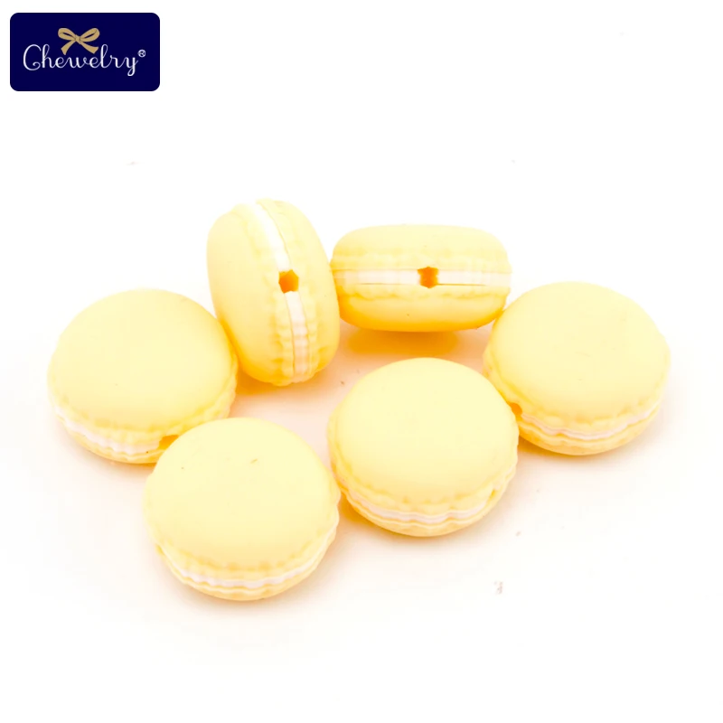 Yellow 5 шт. Силиконовые Прорезыватели Для детей Макарон бисквиты грызунок Прорезыватель грызунок DIY цепочка для прорезывания зубов пустышка цепочка детские товары - Цвет: Yellow