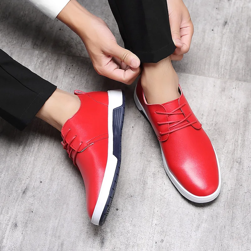 Merkmak Brand New Summer Breathable Men Leather Casual Shoes Plus Velvet Warm Winter FLats Fashion Lace-up Big Size Walking Shoe
